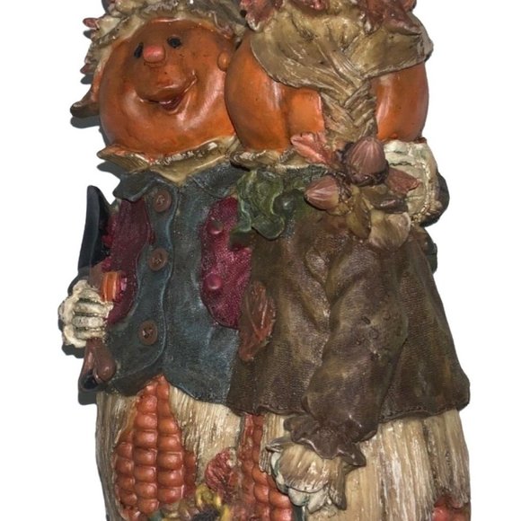 Halloween Corncob Pumpkin Head Couple Centerpiece Table Decoration - Picture 9 of 16
